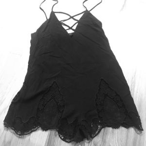 Forever 21 criss cross v neck black lace romper